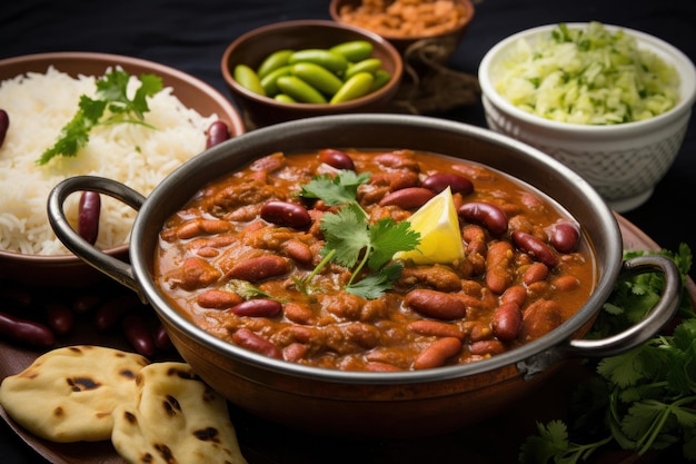 Zdjęcie curry z fasoli nerkowej lub rajma lub rajmah indyjskie jedzenie