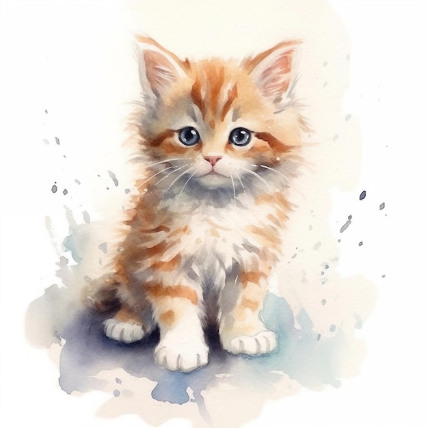 Cute Baby Cat Przedszkole Art Generative AI