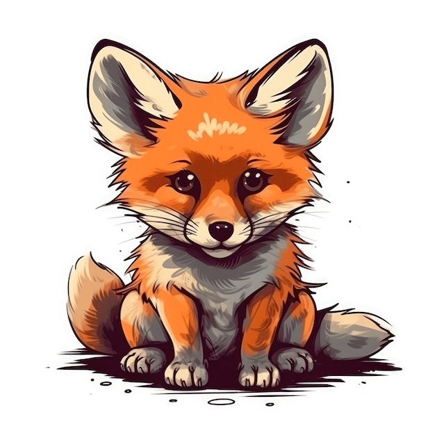 Cute Baby Fox na białym tle Logo Generative AI sztuki cyfrowej