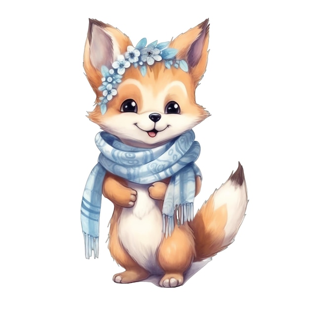 Cute baby Fox z ubraniami akwarela ilustracja