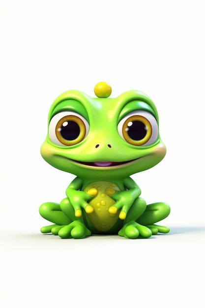 Cute baby Frog w stylu Cartoon na białym tle generatywna AI