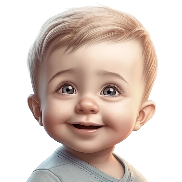 Cute baby uśmiechnięta twarz chłopca Przezroczyste tło izolowane AI