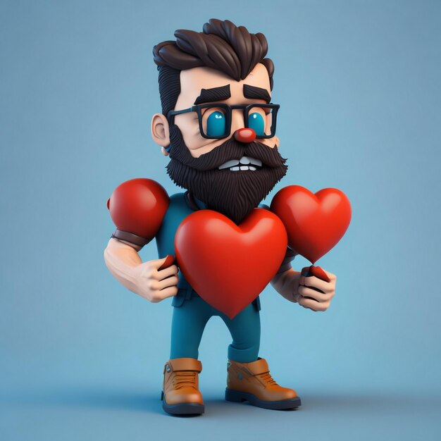 Cute boy cartoon boy love icon image cute komiks stylu dziki chłopiec ilustracja renderowania 3D C4D