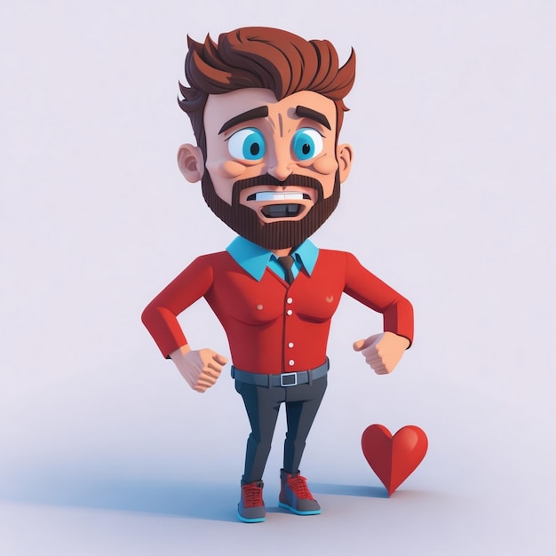 Cute boy cartoon boy love icon image cute komiks stylu dziki chłopiec ilustracja renderowania 3D C4D