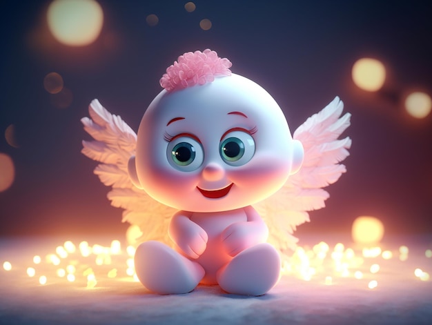 Cute Cartoon Angel Holiday Easter Wallpaper AI generatywna ilustracja