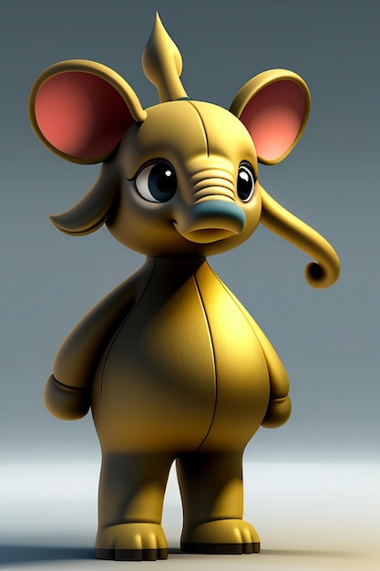 Cute Cartoon Baby Elephant Antropomorficzny rendering 3D Model postaci Ręka Rysunek Produkt Kawaii