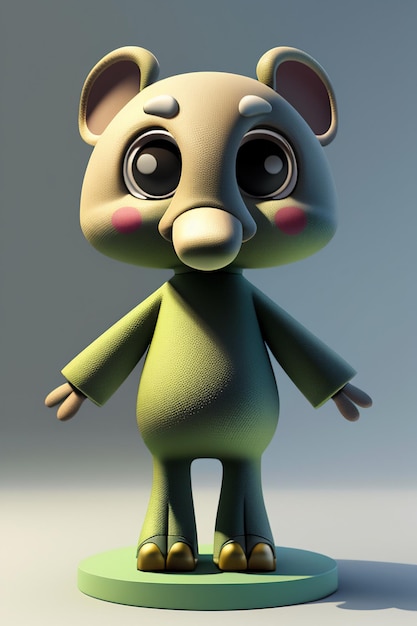 Cute Cartoon Baby Elephant Antropomorficzny rendering 3D Model postaci Ręka Rysunek Produkt Kawaii