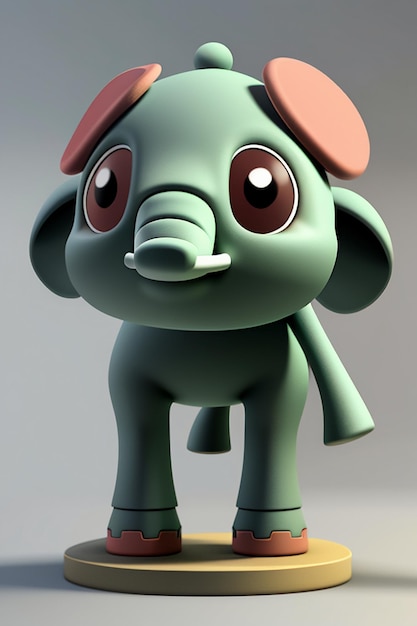 Cute Cartoon Baby Elephant Antropomorficzny rendering 3D Model postaci Ręka Rysunek Produkt Kawaii