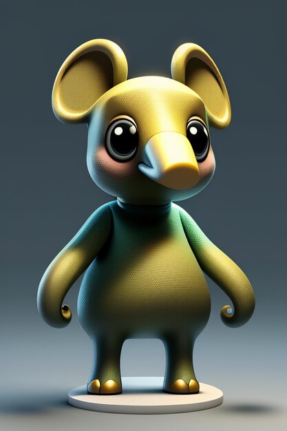 Cute Cartoon Baby Elephant Antropomorficzny rendering 3D Model postaci Ręka Rysunek Produkt Kawaii