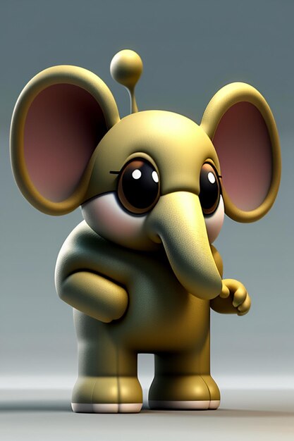 Cute Cartoon Baby Elephant Antropomorficzny rendering 3D Model postaci Ręka Rysunek Produkt Kawaii