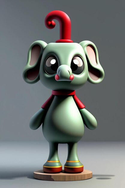 Cute Cartoon Baby Elephant Antropomorficzny rendering 3D Model postaci Ręka Rysunek Produkt Kawaii