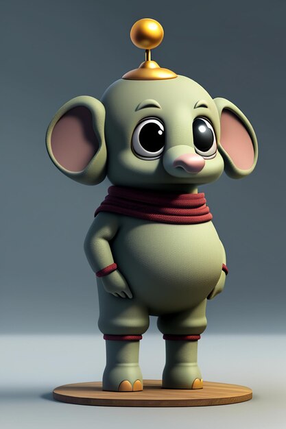 Cute Cartoon Baby Elephant Antropomorficzny rendering 3D Model postaci Ręka Rysunek Produkt Kawaii