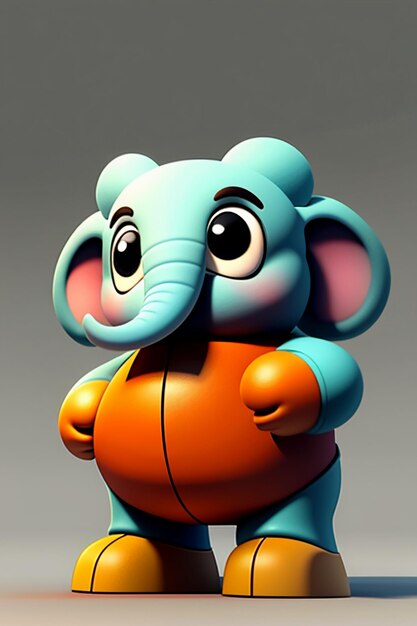 Cute Cartoon Baby Elephant Antropomorficzny rendering 3D Model postaci Ręka Rysunek Produkt Kawaii