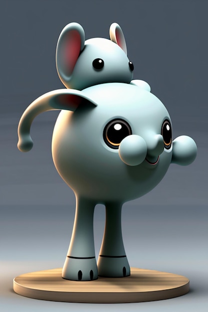 Cute Cartoon Baby Elephant Antropomorficzny rendering 3D Model postaci Ręka Rysunek Produkt Kawaii