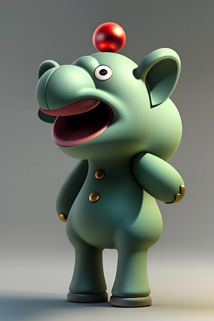 Cute Cartoon Baby Elephant Antropomorficzny rendering 3D Model postaci Ręka Rysunek Produkt Kawaii