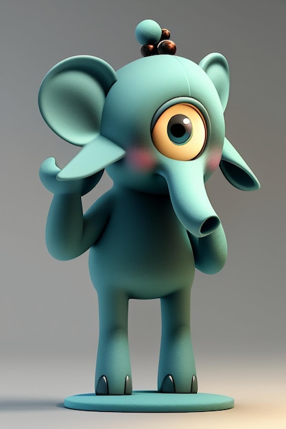 Cute Cartoon Baby Elephant Antropomorficzny rendering 3D Model postaci Ręka Rysunek Produkt Kawaii