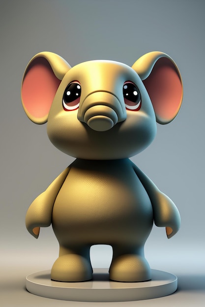 Cute Cartoon Baby Elephant Antropomorficzny rendering 3D Model postaci Ręka Rysunek Produkt Kawaii