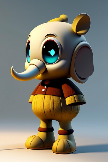 Cute Cartoon Baby Elephant Antropomorficzny rendering 3D Model postaci Ręka Rysunek Produkt Kawaii