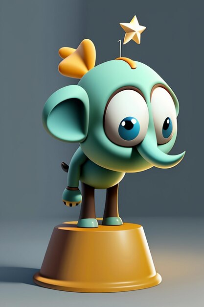 Cute Cartoon Baby Elephant Antropomorficzny rendering 3D Model postaci Ręka Rysunek Produkt Kawaii