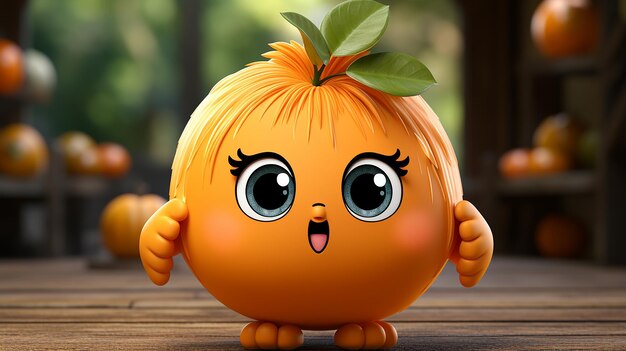 Zdjęcie cute cartoon orange character generatywna sztuczna inteligencja sztuka fotorealistyczna