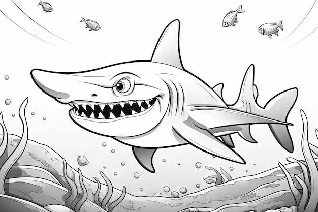 Cute Cartoon Shark ilustracji generatywnej ai