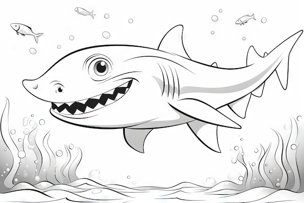 Cute Cartoon Shark ilustracji generatywnej ai