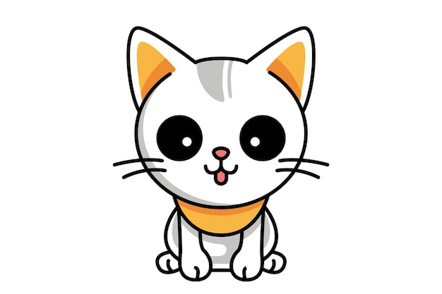 Cute cat clipartów ilustracji wektorowych Cartoon kotek ikona i logo Zabawa kitty naklejka element projektu modny obraz wydruku
