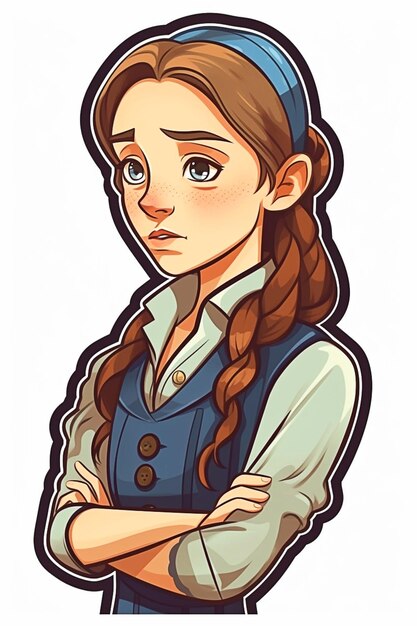 Cute Girl w stylu Cartoon izolować białe tło AI Generated