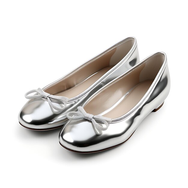 Zdjęcie cute ideas ballet flats for children with satin material silver color gkreatywny nowy projekt koncepcyjny