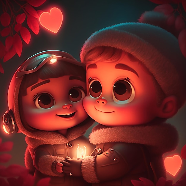 Zdjęcie cute kawaii valentine para w pobliżu