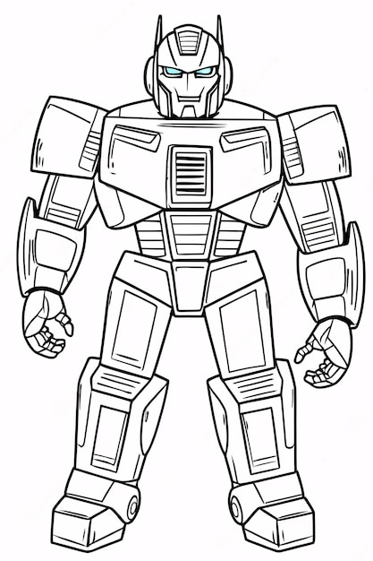 Cute Kids Robot Transformer Line Art Ręcznie narysowany Kawaii Children Coloring Book Ilustracja