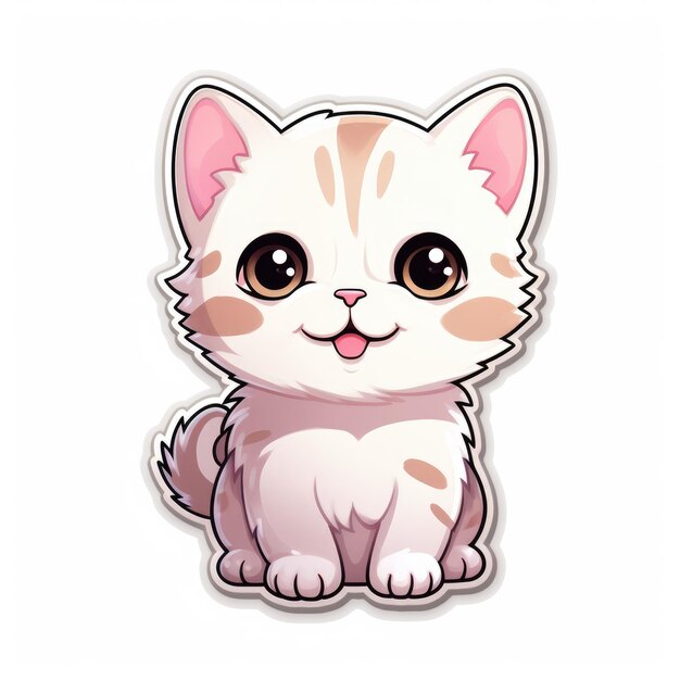 Cute Kitty Bliss Adorable Kawaii Cat Sticker Design na białym tle