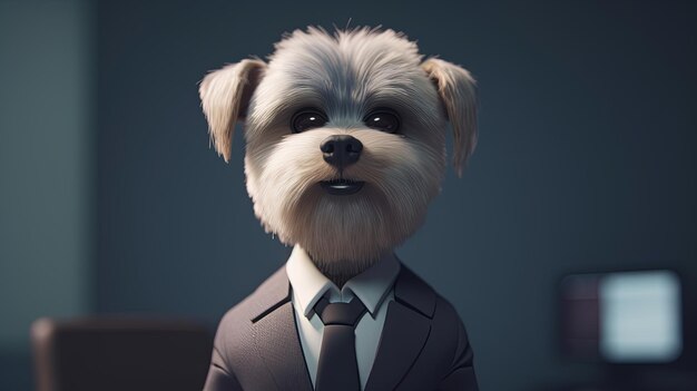 Cute little dog biznesmen ilustracji sztuki cyfrowej Generative AI