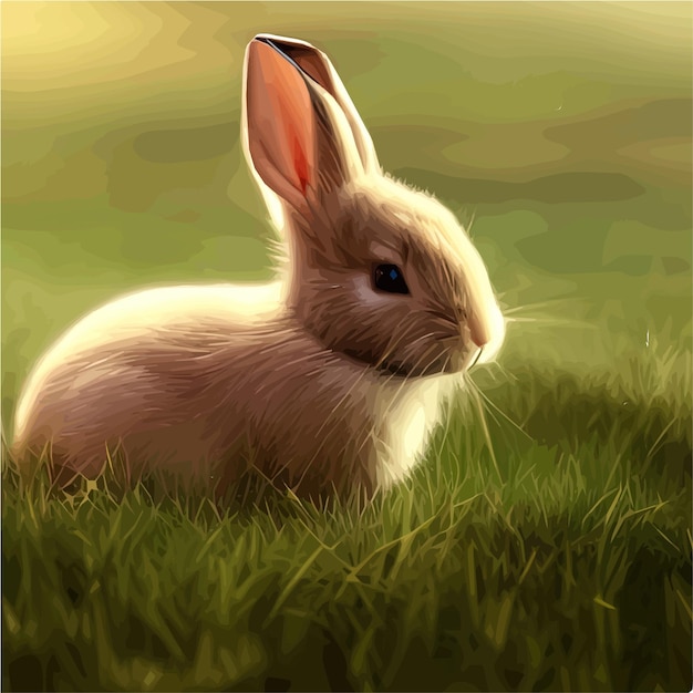 Cute little królik na Wielkanoc wiosenne wakacje Vector wiosenne wakacje Wielkanocny krajobraz Wildlife forest park ??ka
