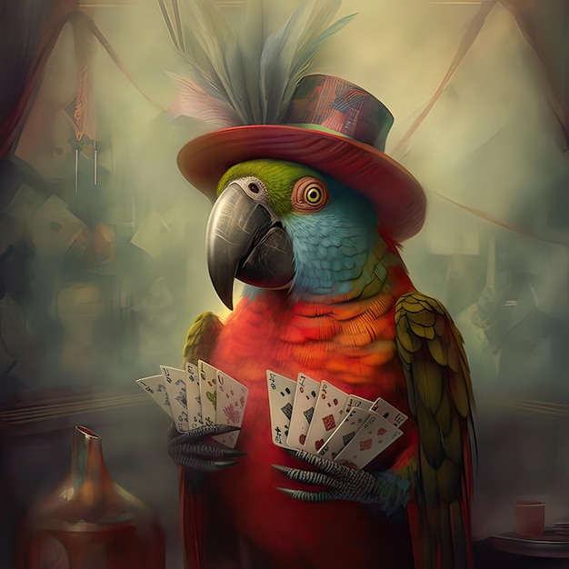 Cute Parrot Childrens Book Illustration Generative AI