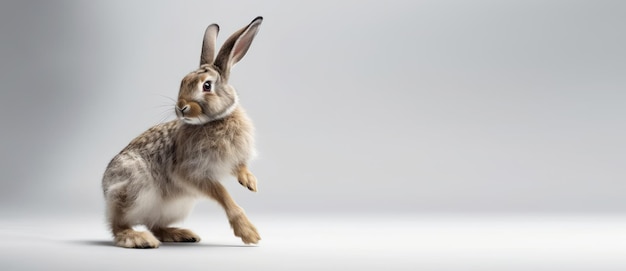 Cute Rabbit wyizolowanych na bia?ym tle Transparent z miejsca kopiowania Generative AI