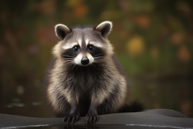 Cute raccoon is outdoors Beautiful illustrationobraz Generative AI