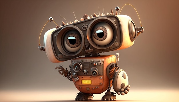 Cute Robot Sztuczna Inteligencja Czat Koncepcja GPT. Generowanie sztucznej inteligencji.