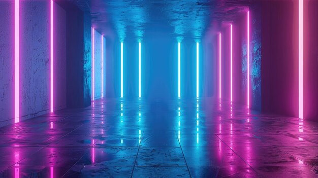 Cyber cyfrowa prędkość światła prędkość drogowa koncepcja szybkie neonowe tło 3d render abstrakcyjne geometryczne kolorowe światło świecące okrągłe świecenie miejskie