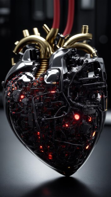Cyber ilustracja serca z odpowiednim stylem sztuki 3D rendering 1