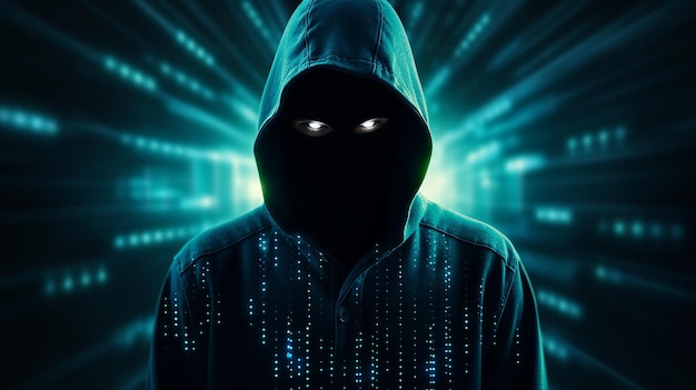 Cyber Intrigue Abstract Obraz nieznanego hakera i cyberprzestępczości