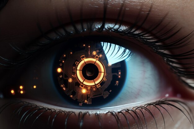 Cybernetyczne zbliżenie oczu Generatywna sztuczna inteligencja