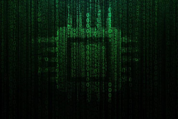Zdjęcie cyberprocesor z zielonym kodem binarnym, tło technologiczne, koncepcja cpu i gpu, technologie sztucznej inteligencji, wydobycie i kryptografia
