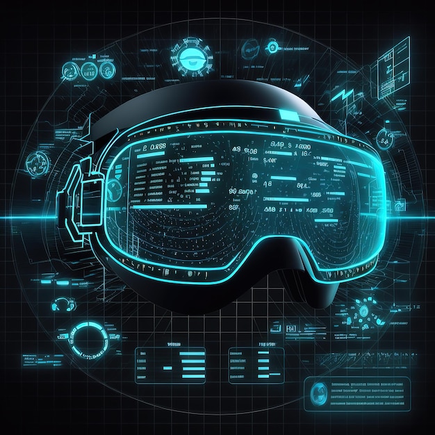 Cyberprzestrzeń Wirtualna rzeczywistość w stylu HUD GUI Futuristic VR
