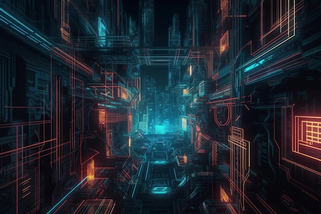 cyberpunk artystyczny wzór geometryczny