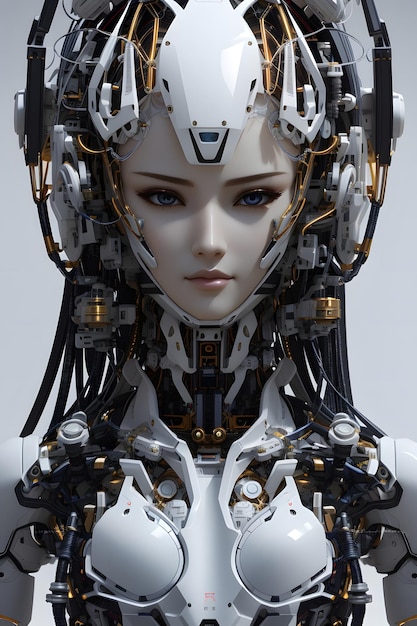 Cyberpunk Fusion Projekt Cyborga z elementami robotycznymi AI Generative
