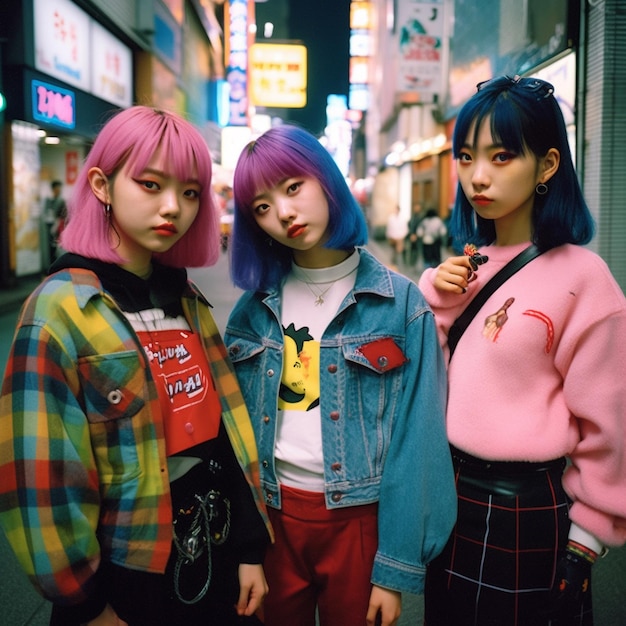 Zdjęcie cyberpunk japońska neonowa moda uliczna