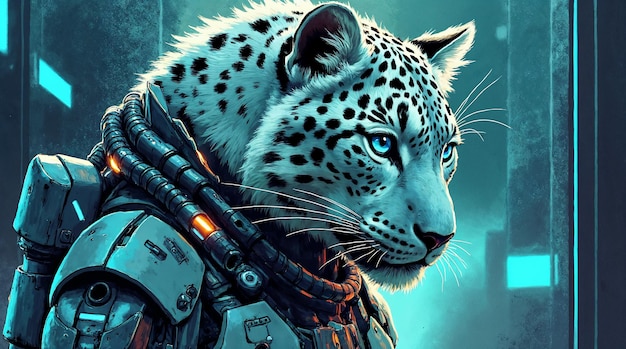Cyberpunk Leopard Cyborg