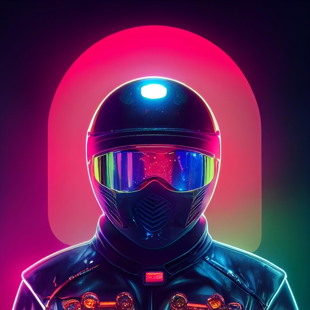 Cyberpunk mężczyzna portret futurystyczny styl neonowy