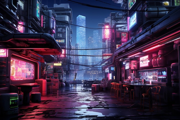 Zdjęcie cyberpunk miejski krajobraz